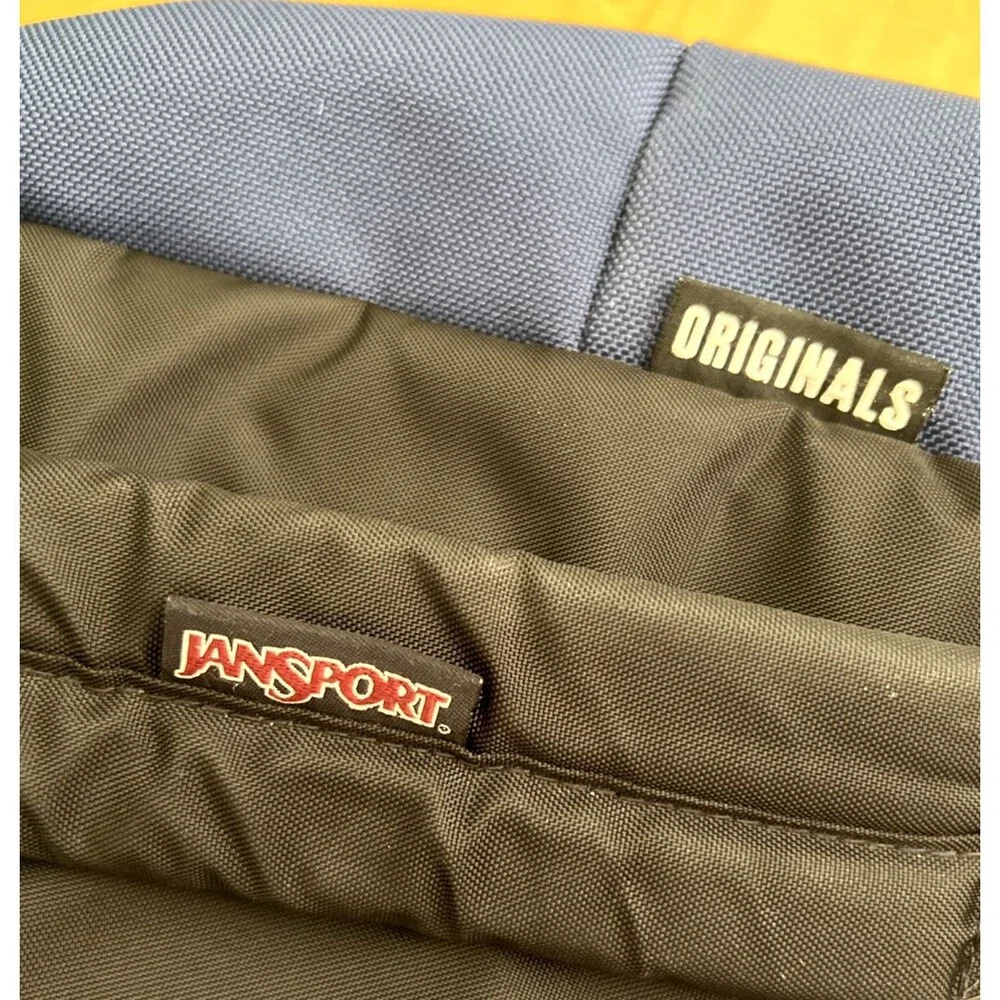 Vintage 1990s Classic Jansport Navy Backpack Leather Bottom Bag Made in USA - Picture 8 of 10